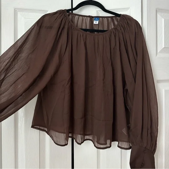 Old Navy  Brown Sheer Blouse - Picture 2 of 5
